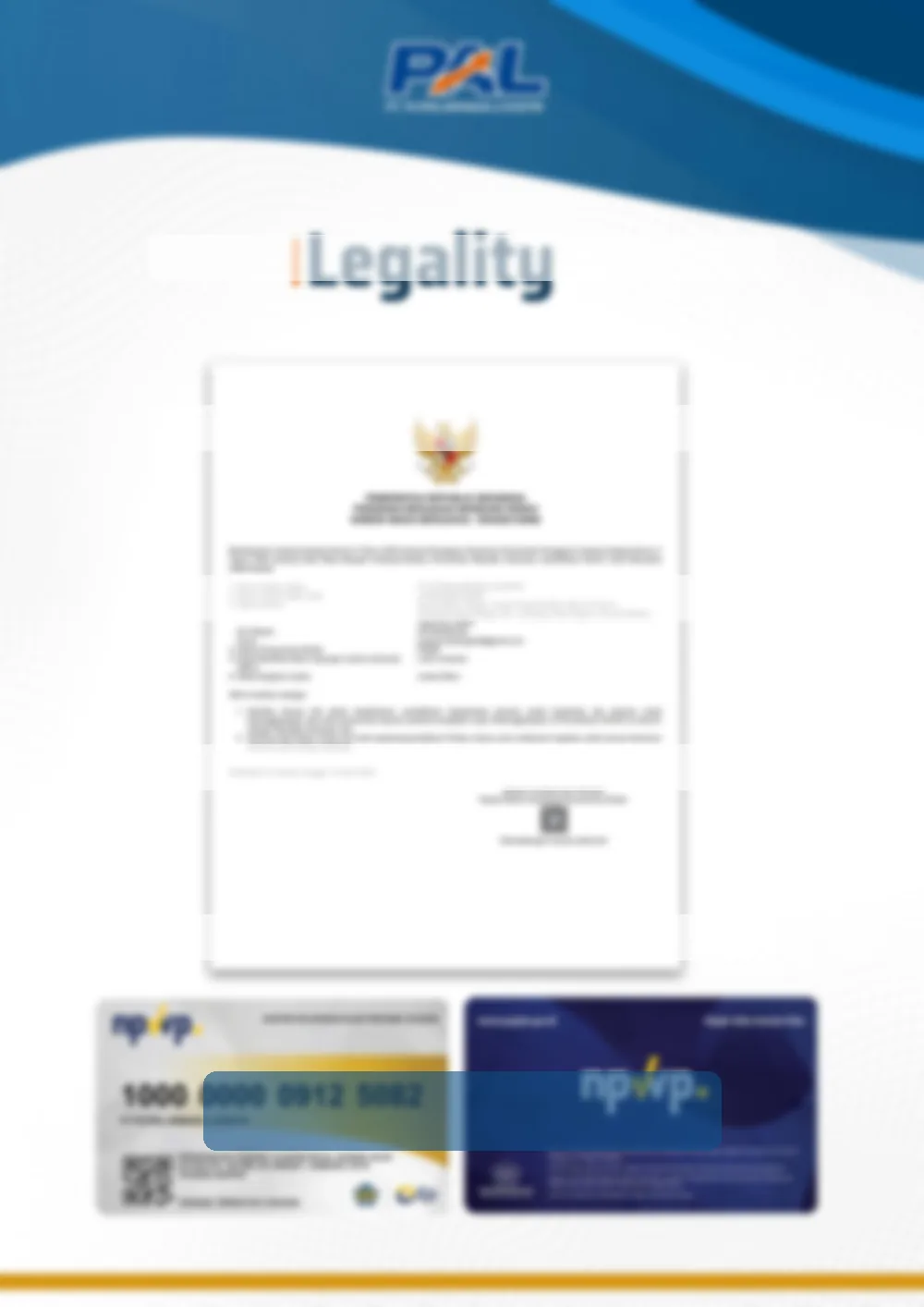 Redacted preview of PAL legality document and NPWP card