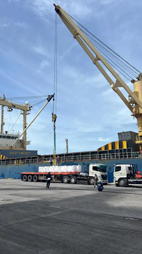 PAL cargo movement documentation near port crane